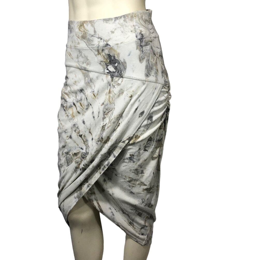 Hard Tail Ruched Wrap Midi Skirt Tie Dye Gray Medium